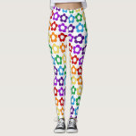 Rainbow hippie-patroon leggings<br><div class="desc">Retrofritorpatroon met regenboogkleurige bloemen.</div>