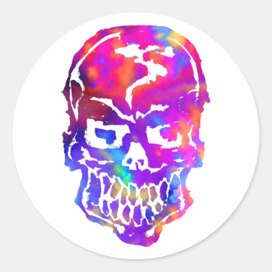 Rainbow Hippie Skull Ronde Sticker (Voorkant)