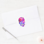 Rainbow Hippie Skull Ronde Sticker (Envelop)