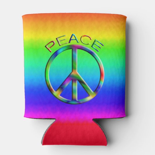 Rainbow Hippie voor vredesgebaren Blikjeskoeler (Achterkant)