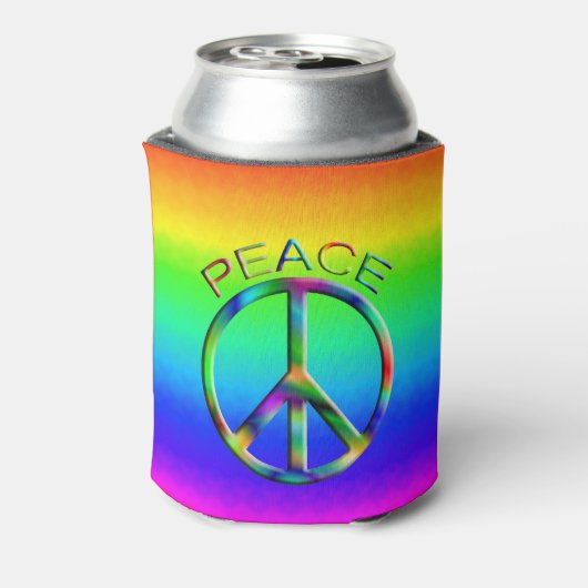 Rainbow Hippie voor vredesgebaren Blikjeskoeler (Blikje Achterkant)