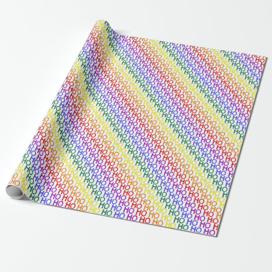 Rainbow Ho Ho Ho Pattern Wrapping Paper Cadeaupapier (Uitgerold)
