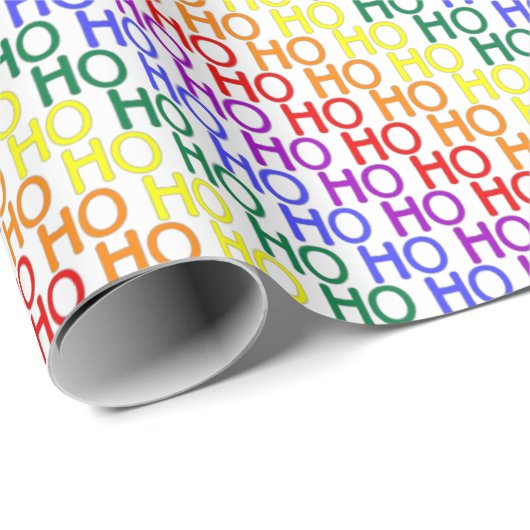 Rainbow Ho Ho Ho Pattern Wrapping Paper Cadeaupapier (Rol Hoek)