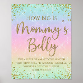Rainbow Hoe groot is het Mommys Belly Baby shower  Poster
