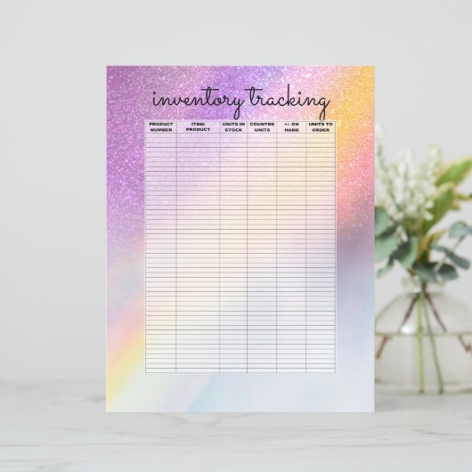 Rainbow Holograaf Glitter Ombre Business Inventory (Staand voorkant)