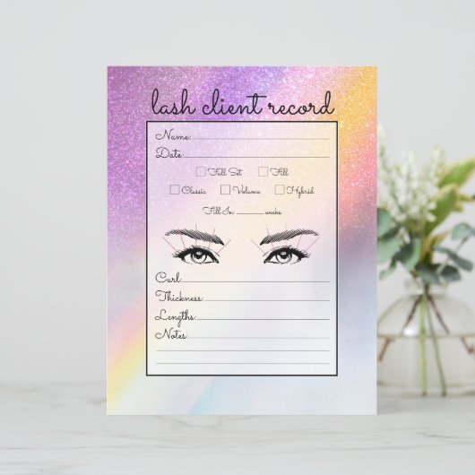 Rainbow Holografen Glitter Ombre Lash Client Recor (Staand voorkant)
