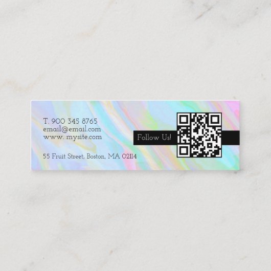 Rainbow Holografische Esthetische Aangepaste Logo Mini Visitekaartje (Achterkant)