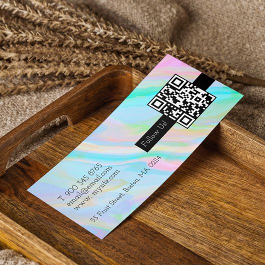 Rainbow Holografische Esthetische Aangepaste Logo Mini Visitekaartje