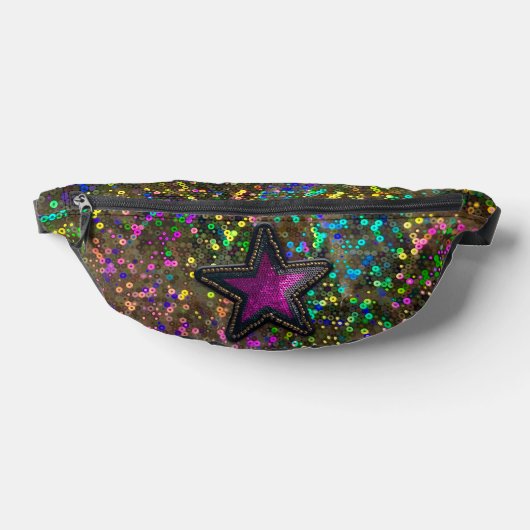 Rainbow Holografische Galaxy Star Sequin Glam Luxe Heuptasje (Liggend)