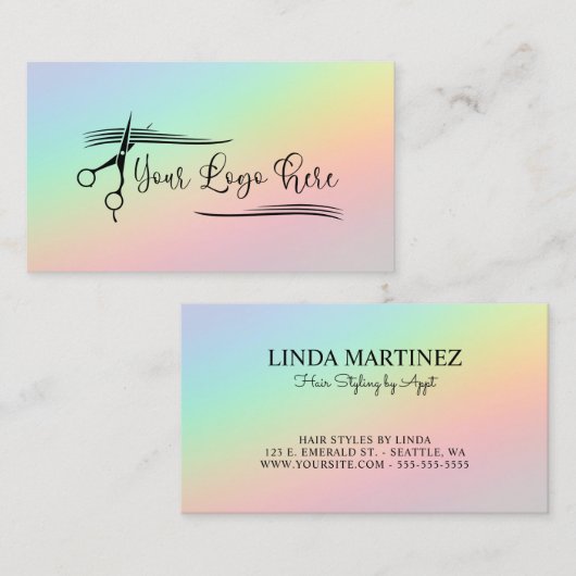  Rainbow Holografische Gradiënt Logo Visitekaartje (Voorkant / Achterkant)