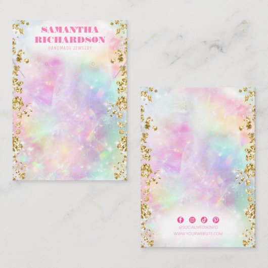 Rainbow Holografische Iriserende Sieraden Display Visitekaartje (Voorkant / Achterkant)