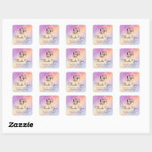 Rainbow Holograph Glitter Ombre Klant Dank u Vierkante Sticker (Vel)