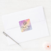 Rainbow Holograph Glitter Ombre Klant Dank u Vierkante Sticker (Envelop)