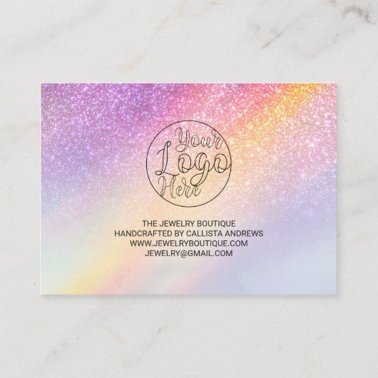 Rainbow Holograph Glitter Ombre Klant Dank u Visitekaartje (Achterkant)