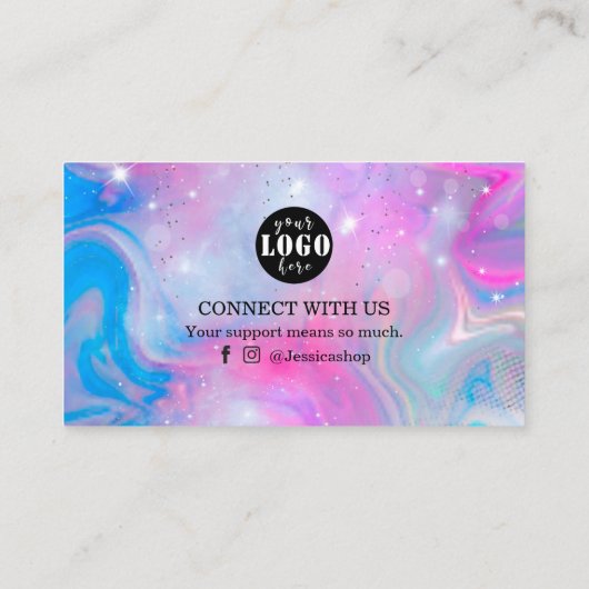 Rainbow holographic bedankt visitekaartje (Achterkant)