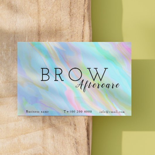 Rainbow Holographic Brow After Care-instructies Visitekaartje
