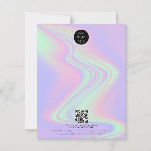 Rainbow Holographic Business Logo QR-code Notitiekaartje (Voorkant)
