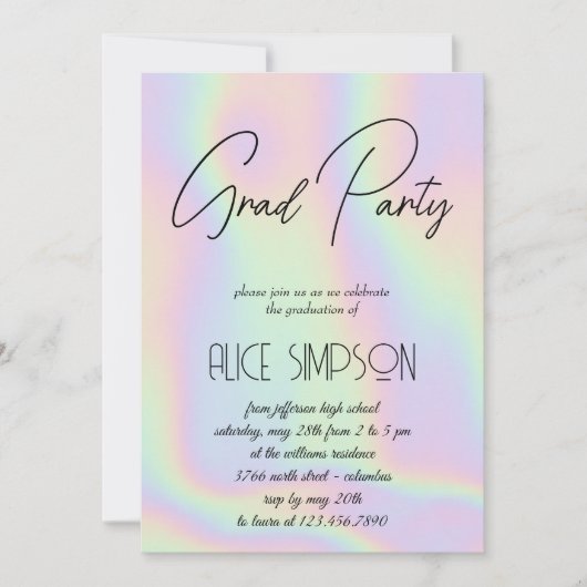 Rainbow Holographic Drip Afstuderen Kaart (Voorkant)