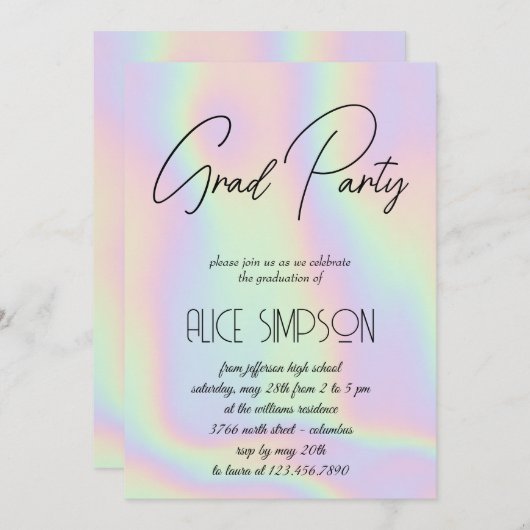 Rainbow Holographic Drip Afstuderen Kaart (Voorkant / Achterkant)