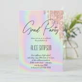 Rainbow Holographic Drip Afstuderen Kaart (Staand voorkant)