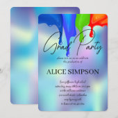 Rainbow Holographic Drip Afstuderen Kaart (Voorkant / Achterkant)