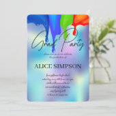 Rainbow Holographic Drip Afstuderen Kaart (Staand voorkant)