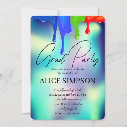 Rainbow Holographic Drip Afstuderen Kaart (Voorkant)