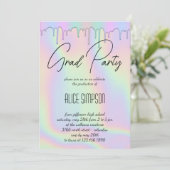 Rainbow Holographic Drip Afstuderen Kaart (Staand voorkant)