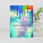 Rainbow Holographic Drip Afstuderen Kaart (Staand voorkant)