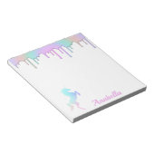Rainbow Holographic Drives Unicorn Custom Name Notitieblok (Schuin)
