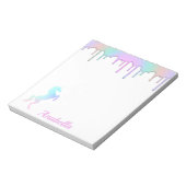 Rainbow Holographic Drives Unicorn Custom Name Notitieblok (Linkerzijde)