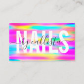 Rainbow Holographic Eenvoudige Typografie Nail Art Visitekaartje (Voorkant)
