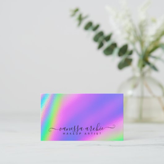 Rainbow Holographic Folie Beauty Service Visitekaartje (Staand voorkant)