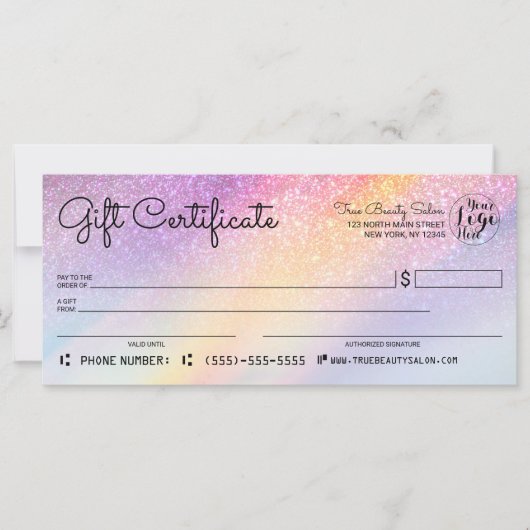 Rainbow Holographic Glitter Check Cft Certificate (Voorkant)