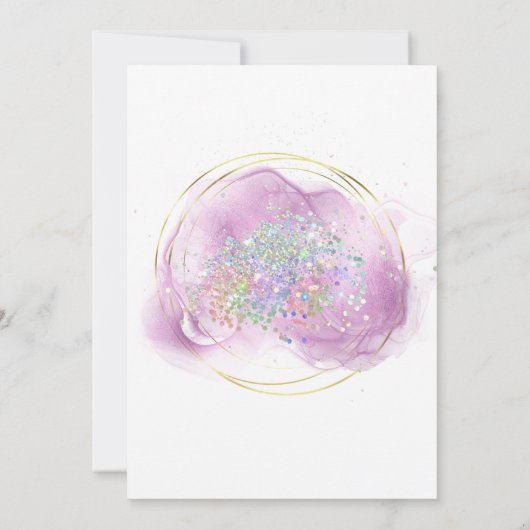 Rainbow Holographic Glitter Drift Baby shower Inv Kaart (Achterkant)