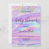 Rainbow Holographic Glitter Drift Baby shower Kaart (Voorkant)