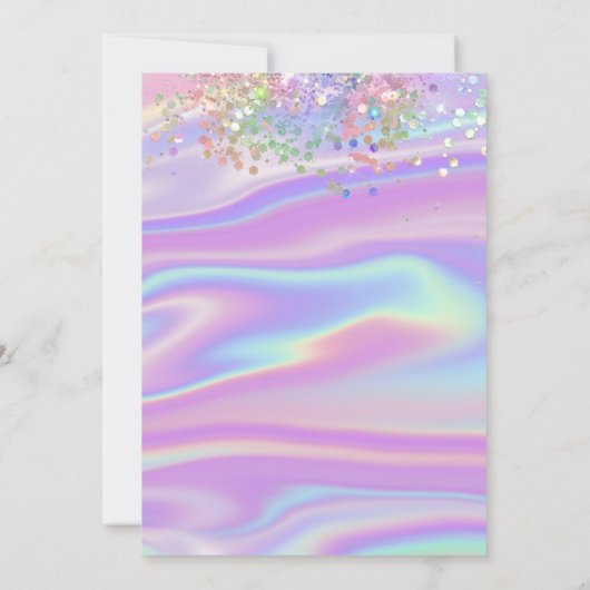 Rainbow Holographic Glitter Drift Baby shower Kaart (Achterkant)