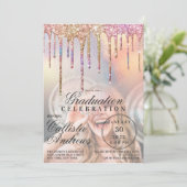 Rainbow Holographic Glitter Drift Photo Afstuderen Kaart (Staand voorkant)