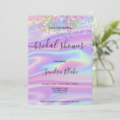 Rainbow Holographic Glitter Drift Vrijgezellenfees Kaart (Staand voorkant)