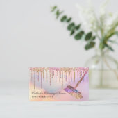 Rainbow Holographic Glitter Drips Cleaning Service Visitekaartje (Staand voorkant)
