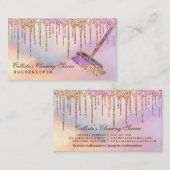 Rainbow Holographic Glitter Drips Cleaning Service Visitekaartje (Voorkant / Achterkant)