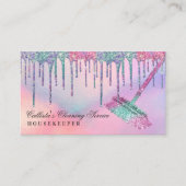 Rainbow Holographic Glitter Drips Cleaning Service Visitekaartje (Voorkant)