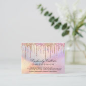 Rainbow Holographic Glitter Drips Lashes Nazorg Visitekaartje (Staand voorkant)