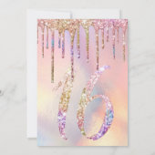 Rainbow Holographic Glitter Drips Sweet 16 Kaart (Achterkant)