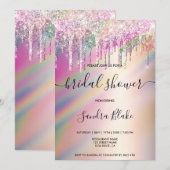 Rainbow holographic Glitter drukt Vrijgezellenfees Kaart (Voorkant / Achterkant)