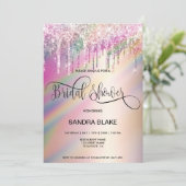 Rainbow holographic Glitter drukt Vrijgezellenfees Kaart (Staand voorkant)