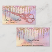 Rainbow Holographic Glitter Druppelt Haar Schaar Visitekaartje (Voorkant / Achterkant)