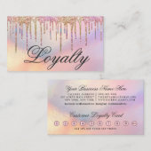 Rainbow Holographic Glitter Drupt Loyaliteit Klantenkaartje (Voorkant / Achterkant)
