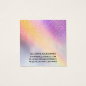 Rainbow Holographic Glitter Ombre Earring Display Vierkante Visitekaartjes (Achterkant)
