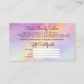 Rainbow Holographic Glitter Ombre Gift Kaart Visitekaartje (Achterkant)